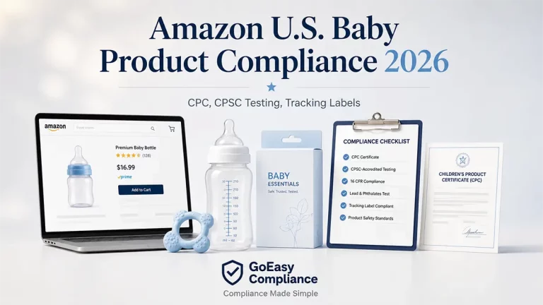 Amazon US baby product compliance checklist 2026 with CPC, CPSC testing, tracking labels and TIC Direct Validation