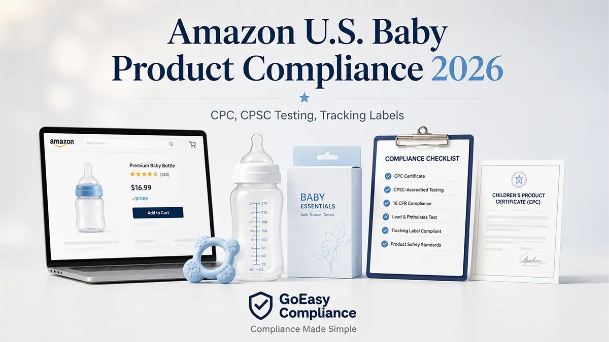 Amazon US baby product compliance checklist 2026 with CPC, CPSC testing, tracking labels and TIC Direct Validation